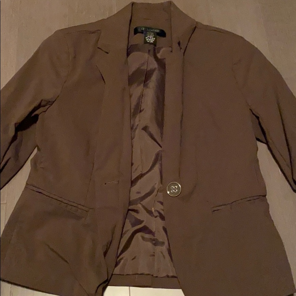 3/4 Sleeve Brown Blazer